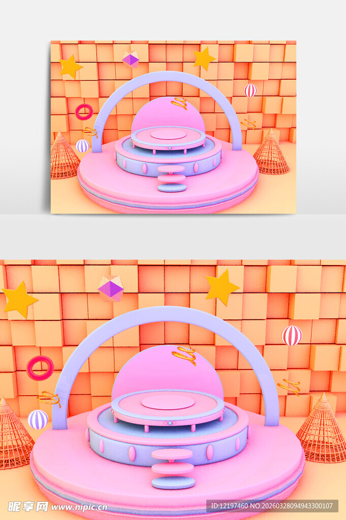 梦幻粉色舞台展示场景