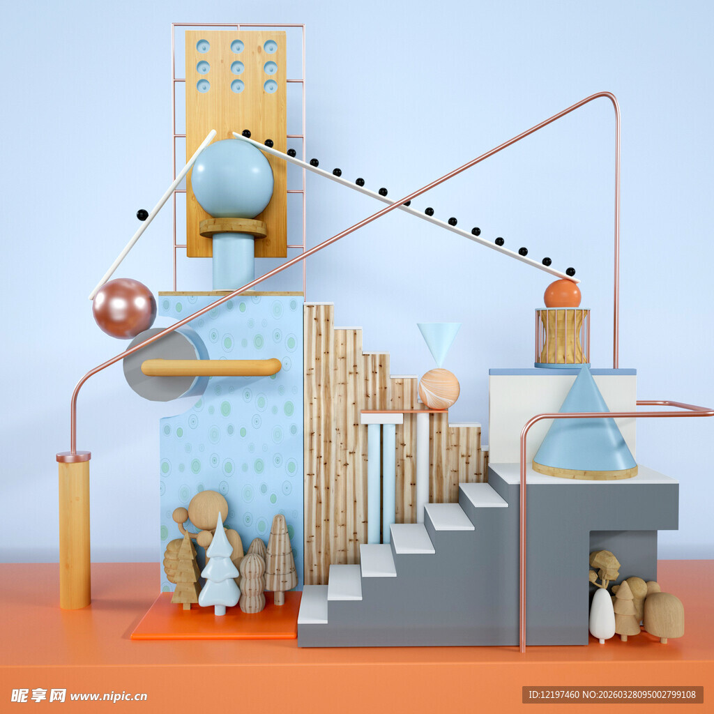 创意立体几何场景模型