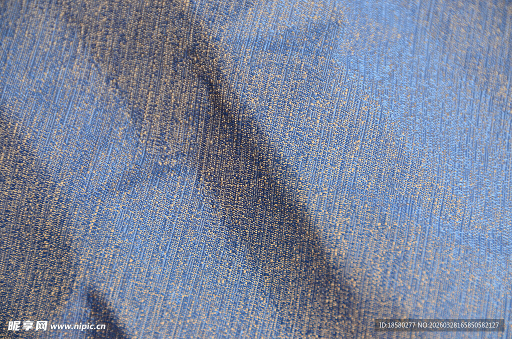 蓝色纹理布料特写