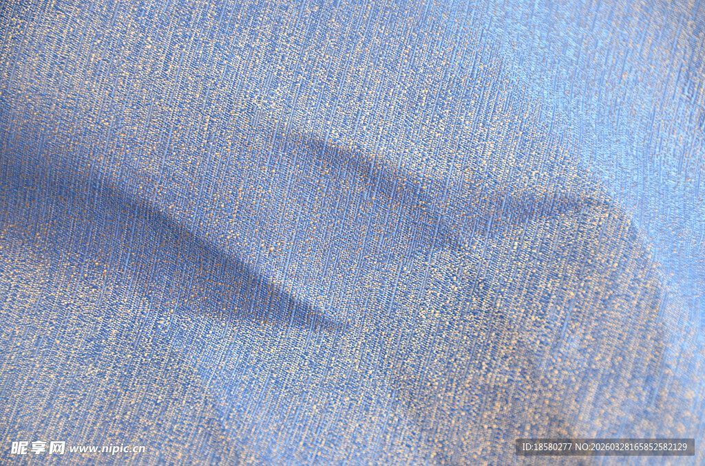 蓝色纹理布料特写