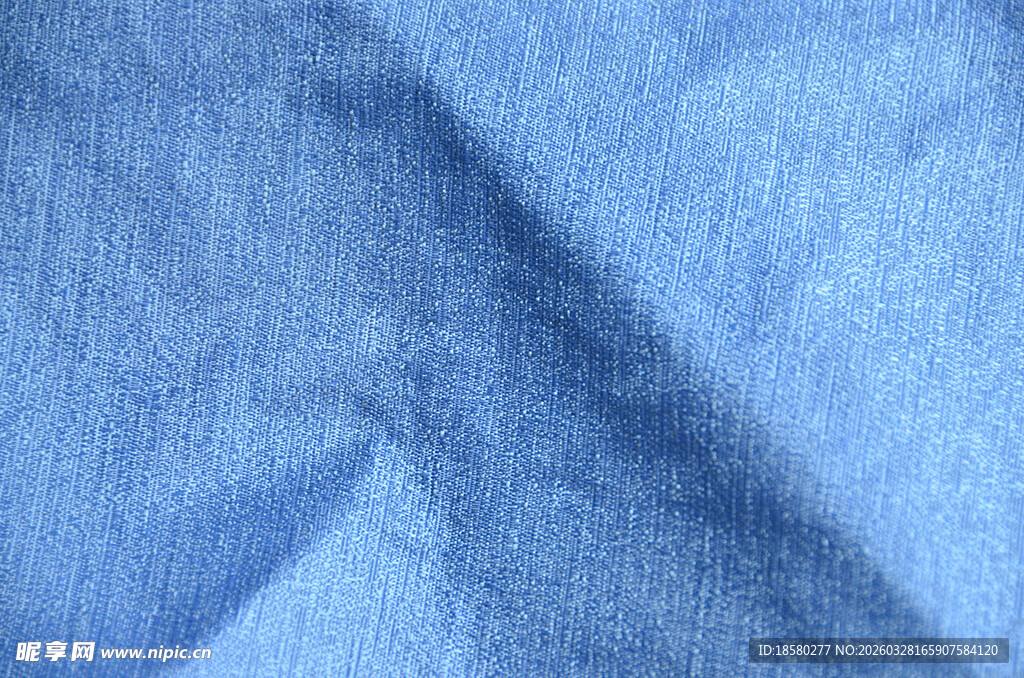 蓝色柔软纺织布料特写