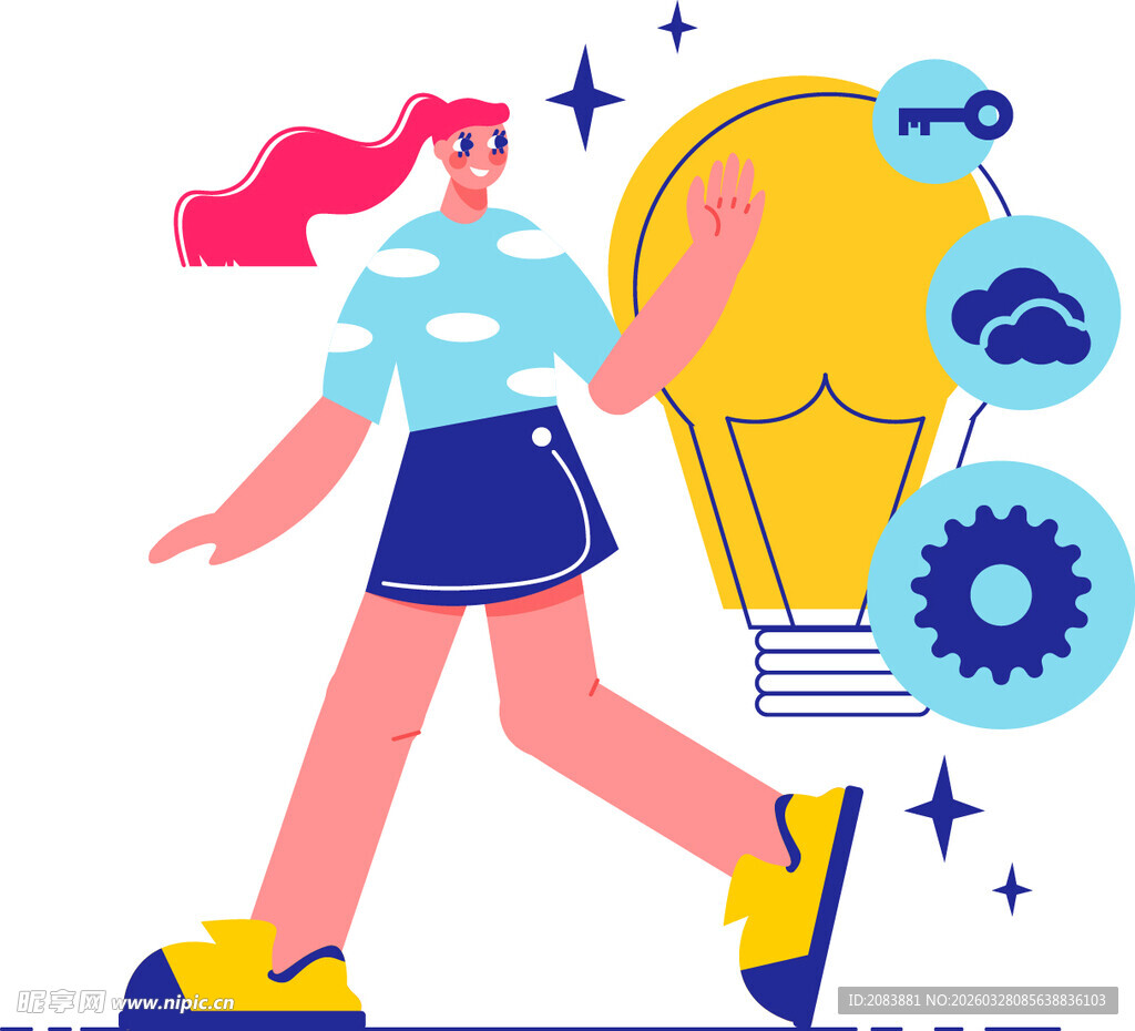 女孩迈向灵感与创意世界