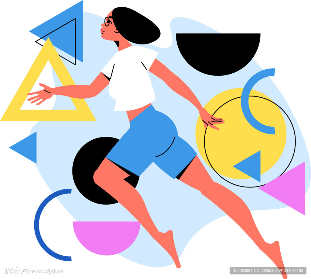 活力女性动感奔跑插画