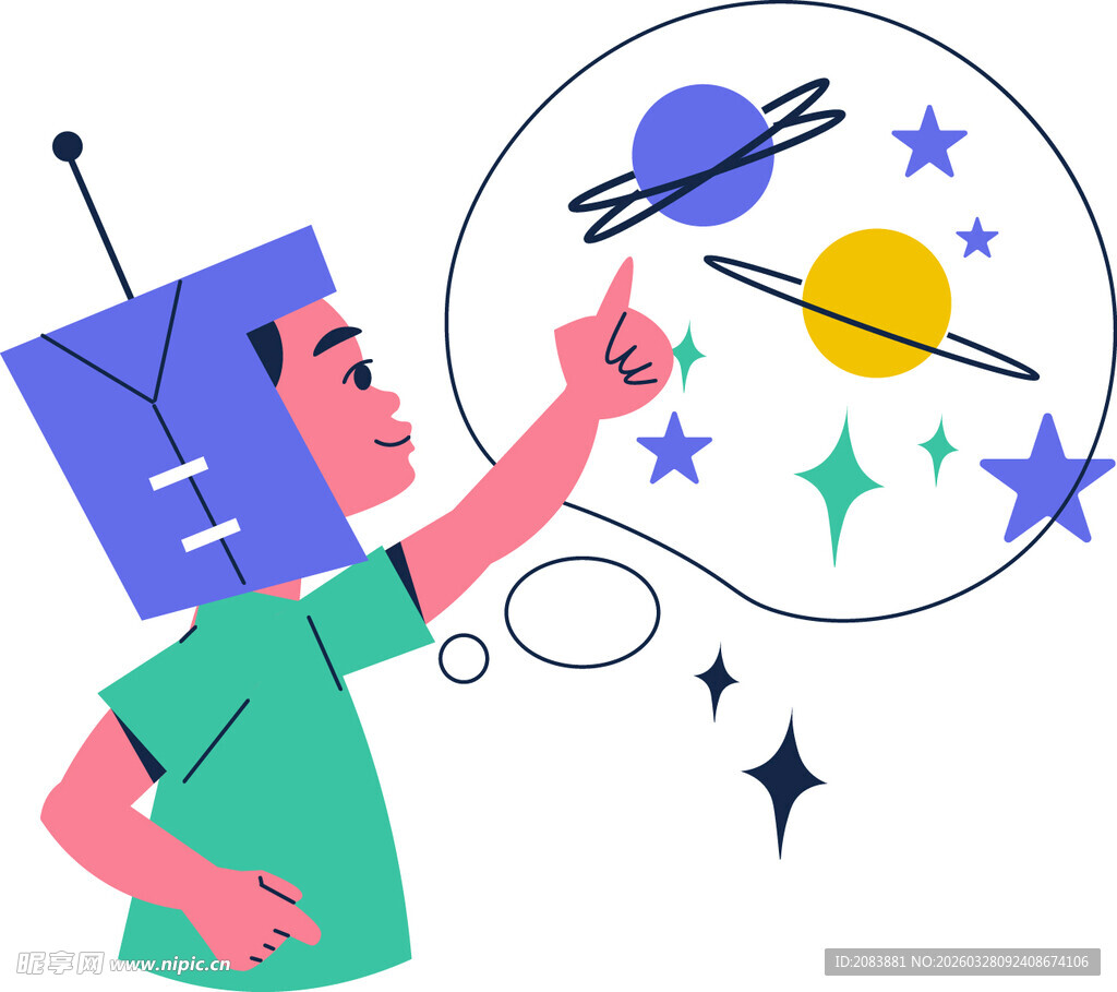 男孩畅想浩瀚宇宙奇观