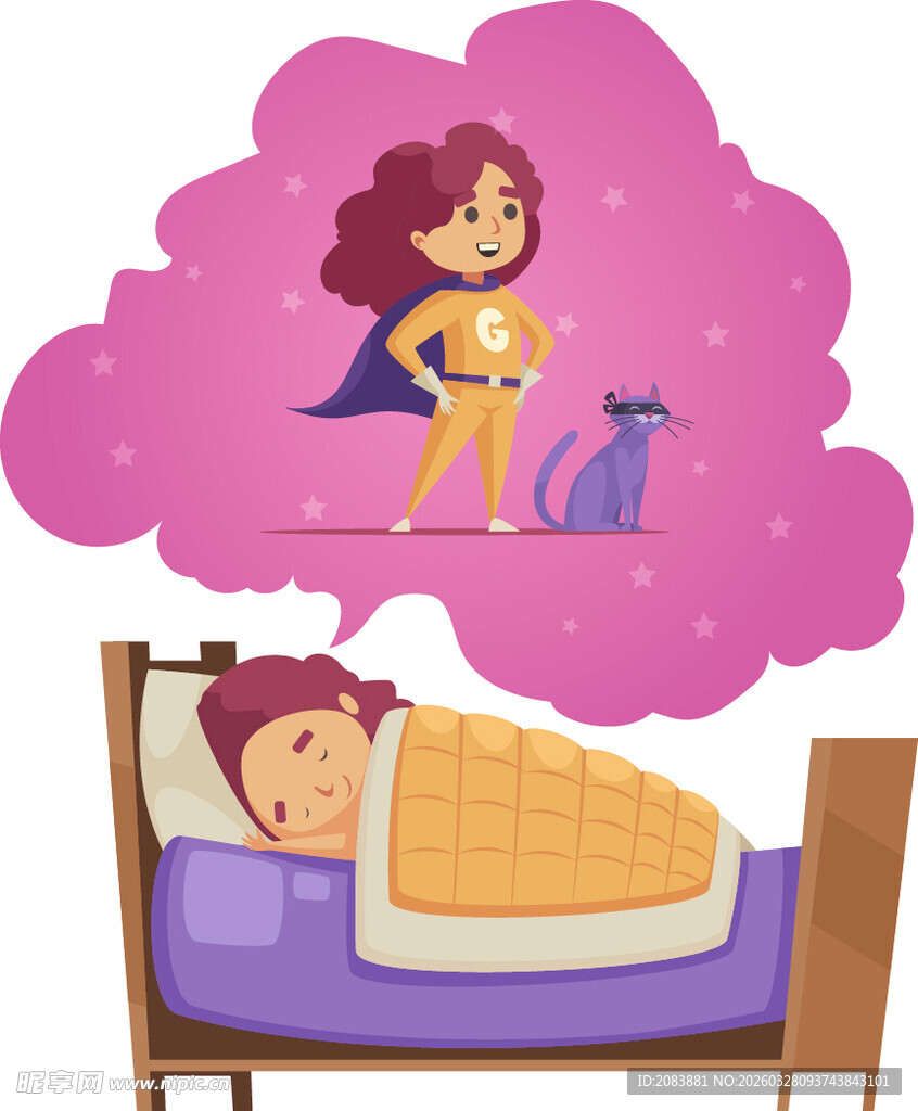 孩子梦中的超级英雄与宠物