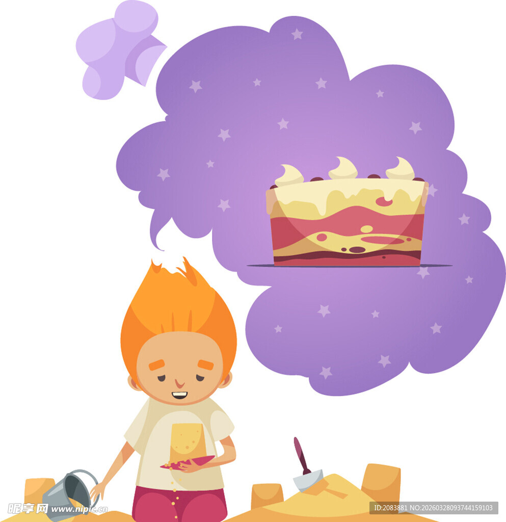 女孩畅想美味的生日蛋糕