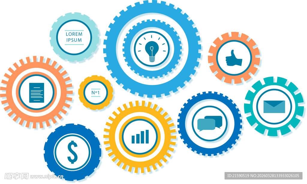 多彩齿轮图标集合