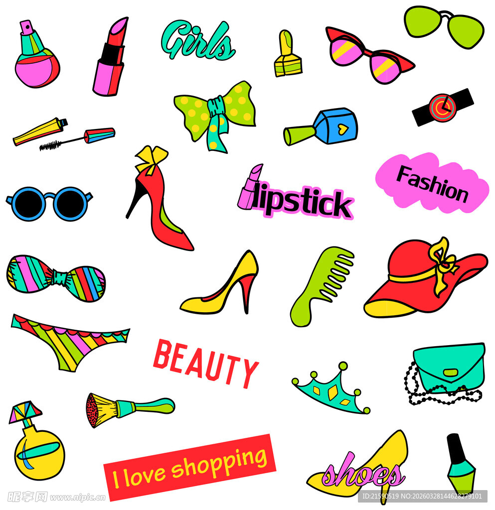 时尚美妆贴纸集合