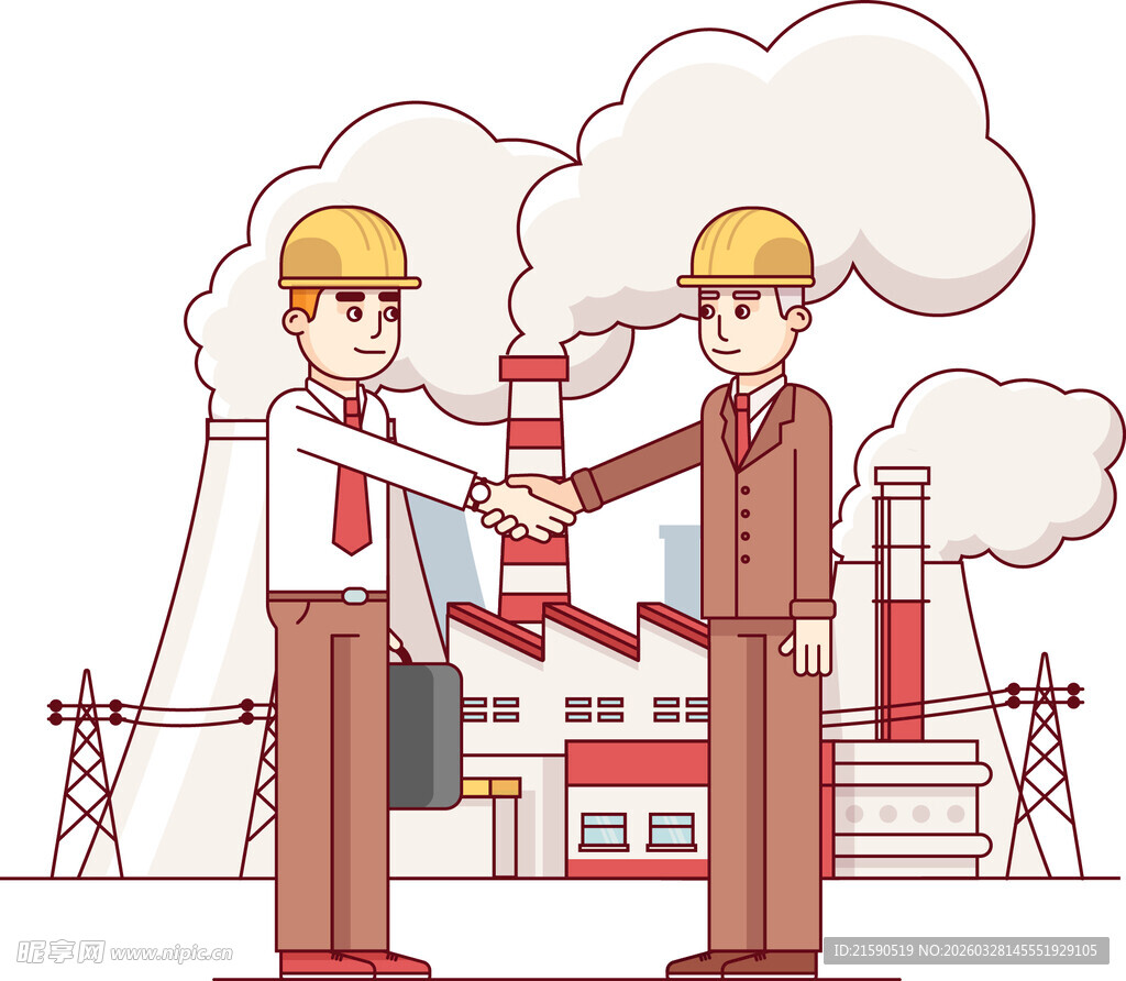 电力工程合作握手瞬间