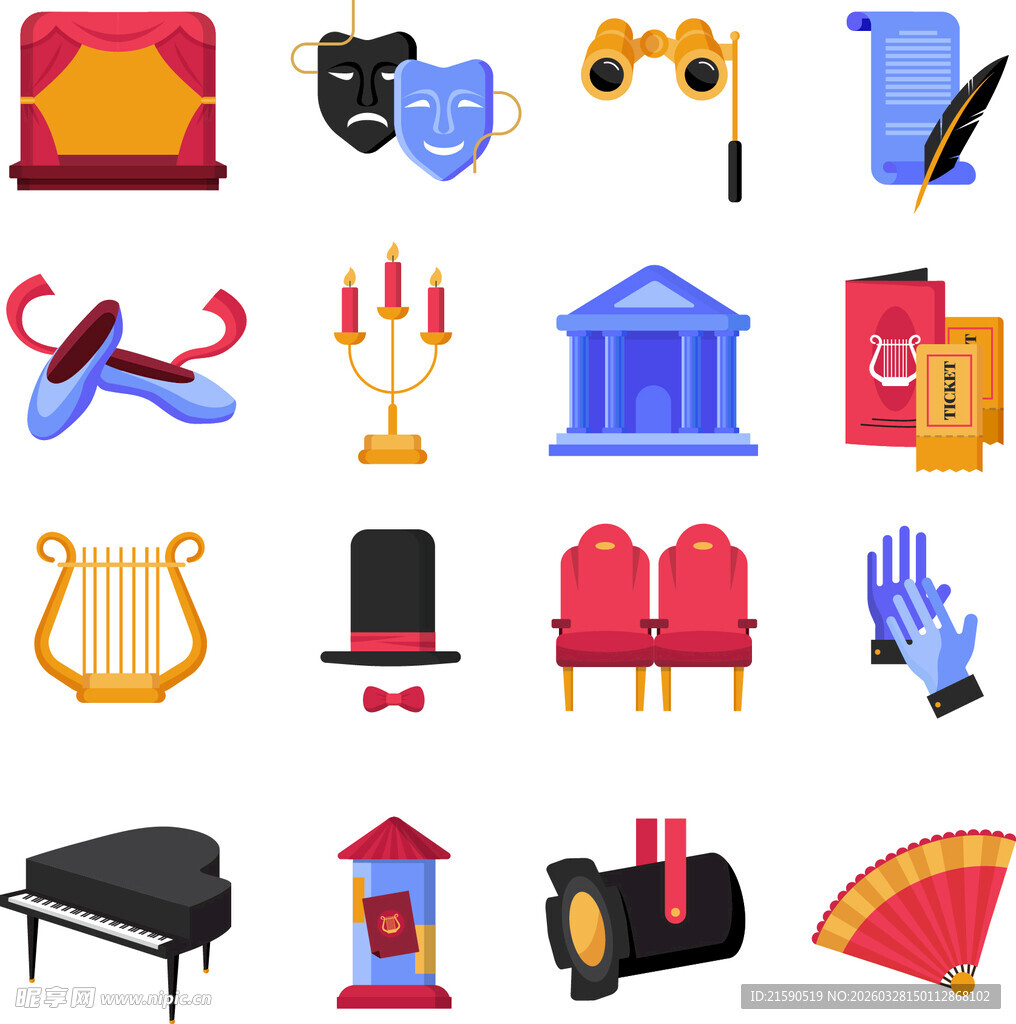 多样戏剧道具图标集合