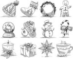 圣诞手绘元素集合