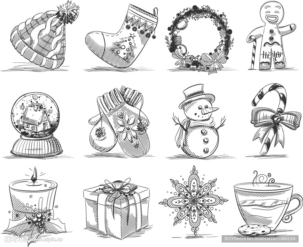 圣诞手绘元素集合