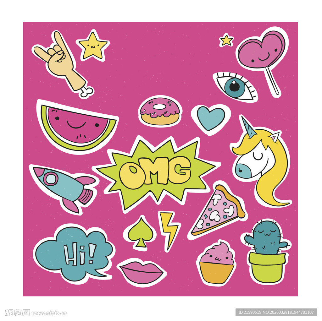 可爱卡通贴纸图案集合