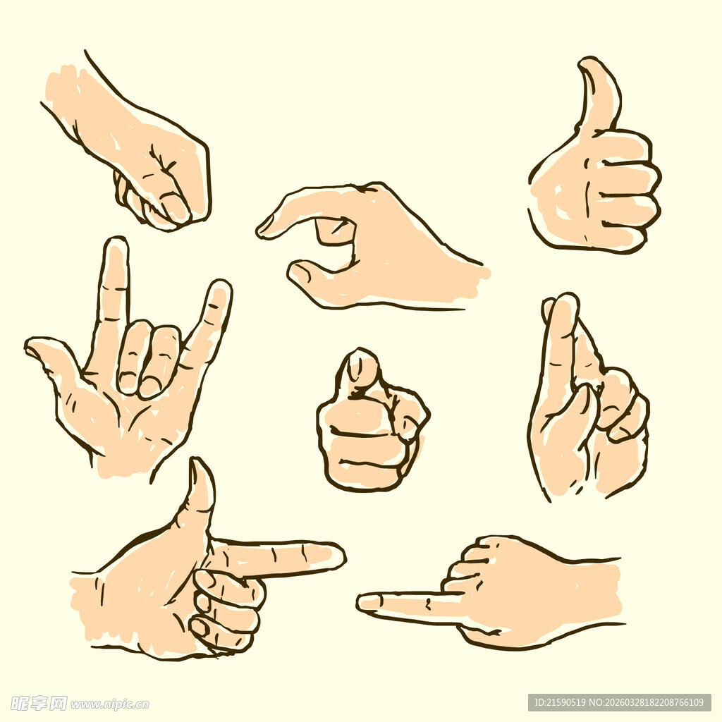 多样手势插画
