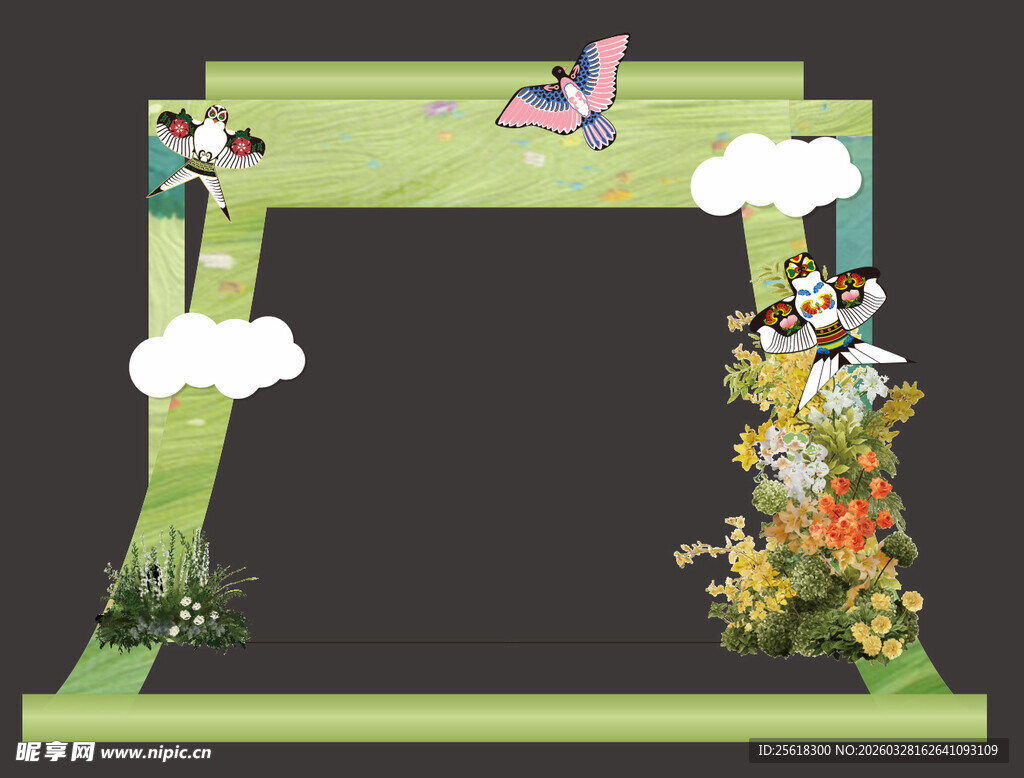 绿色花卉装饰拱门