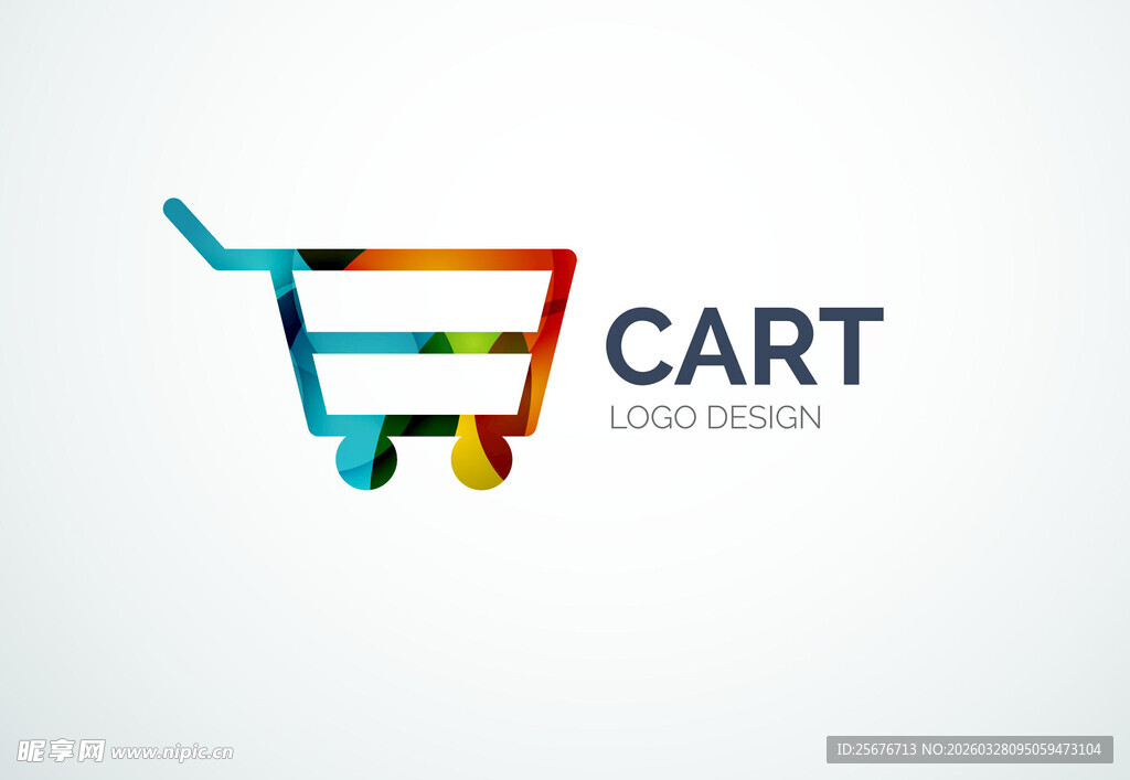 多彩购物车标志设计
