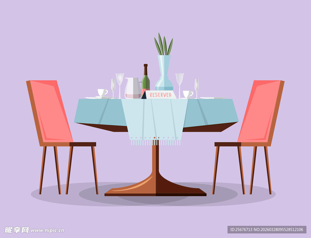 简约餐桌椅与装饰摆件