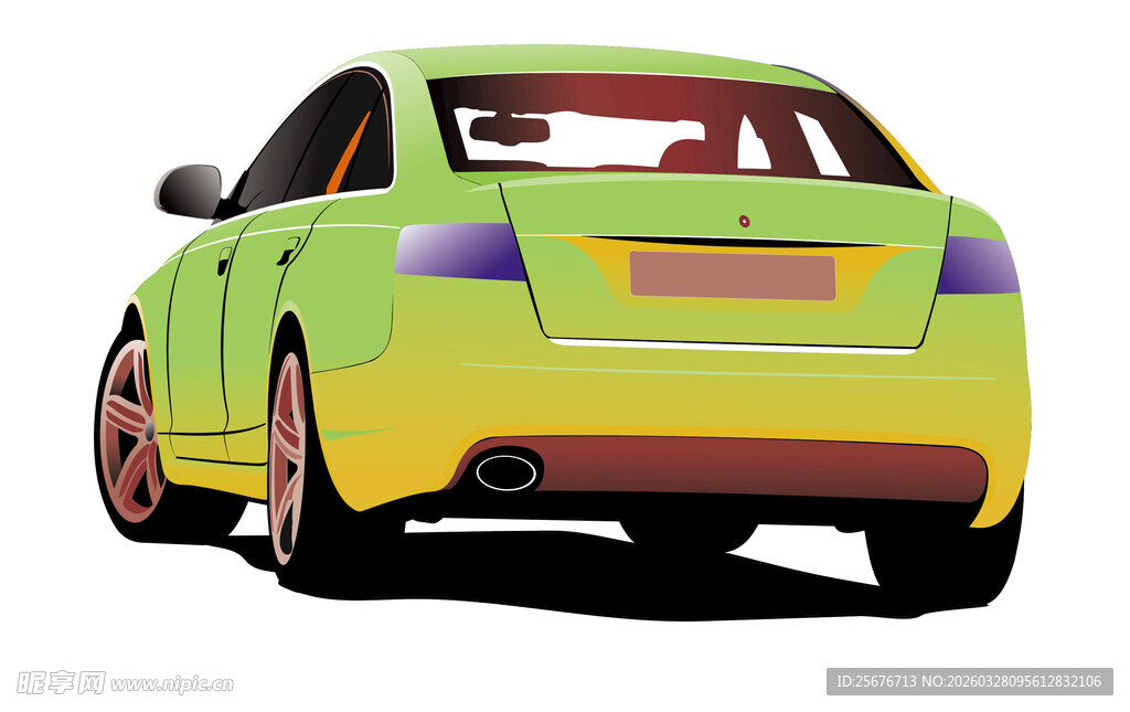 多彩炫酷轿车后视形象
