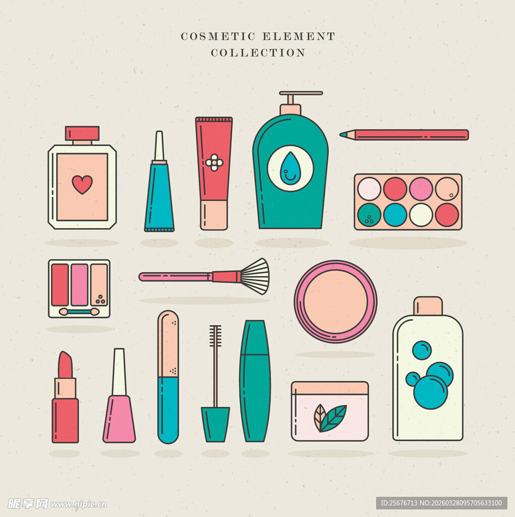多彩美妆用品插画