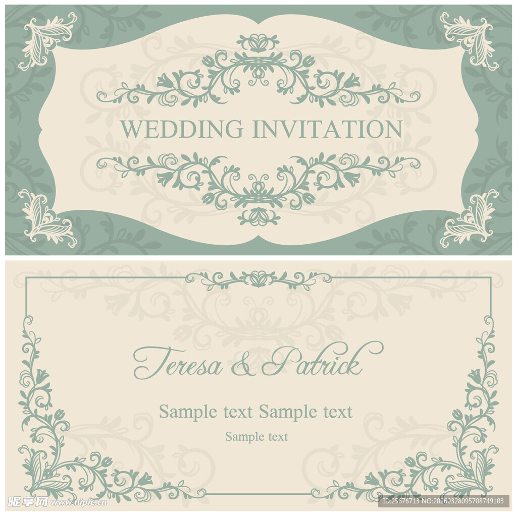 复古风婚礼邀请函设计