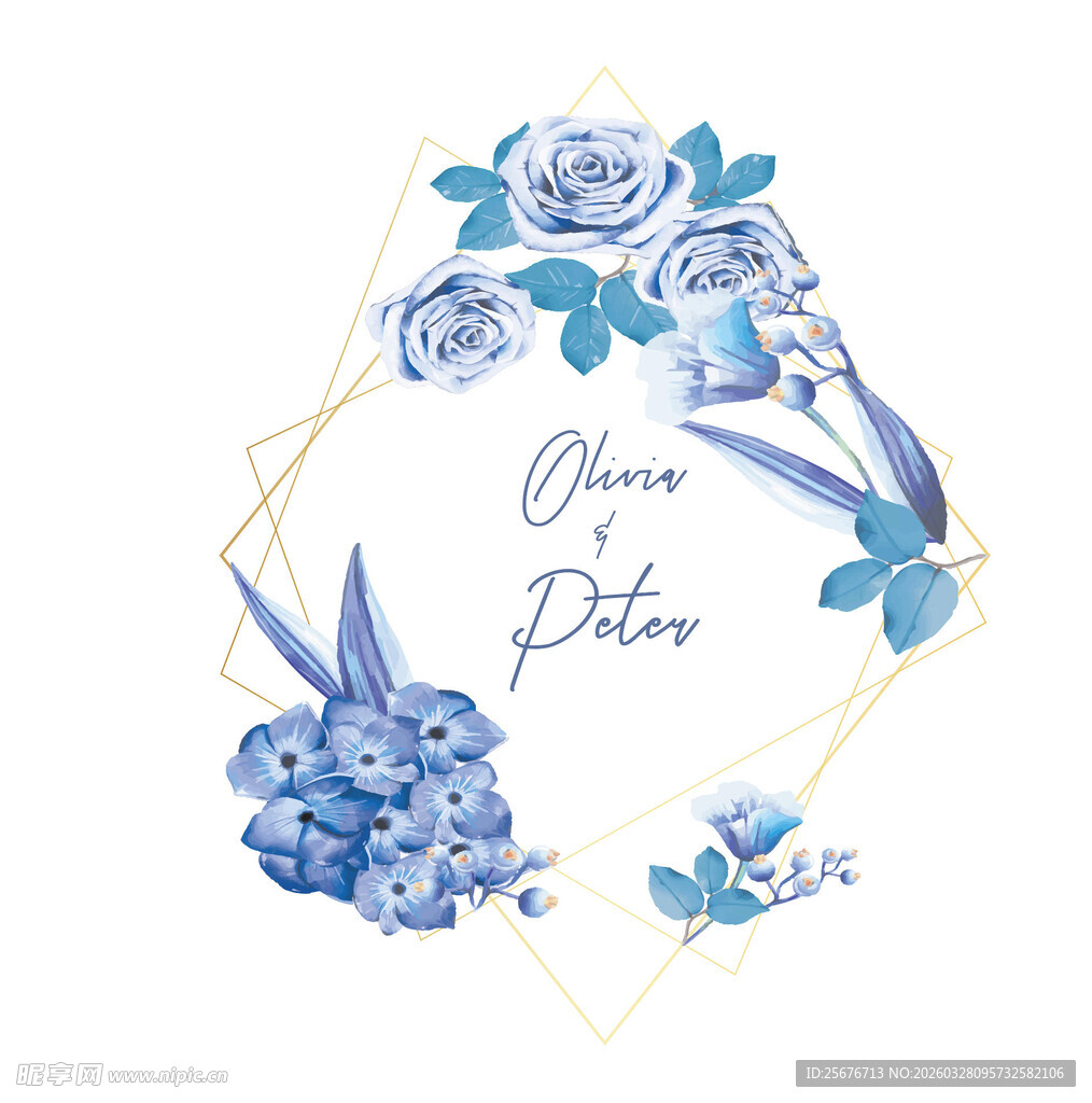 蓝白花卉装饰图案