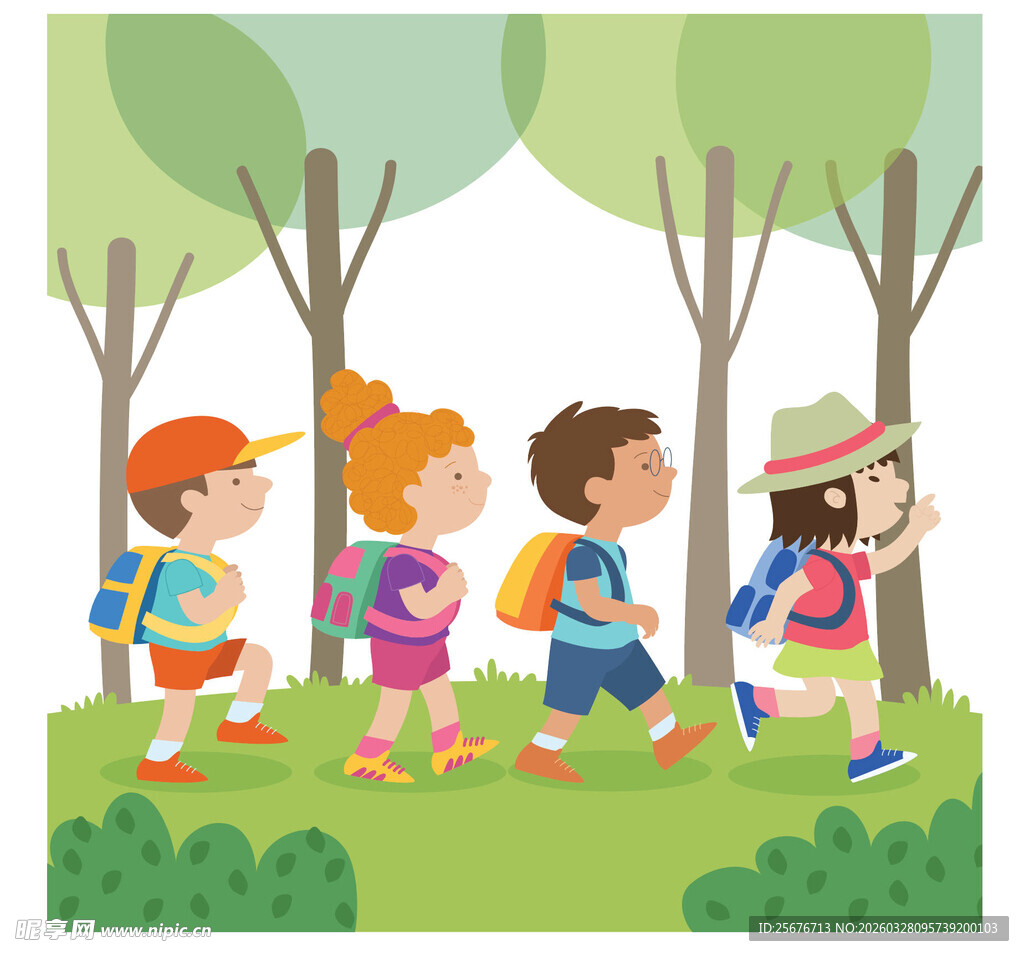 孩子们林间快乐徒步