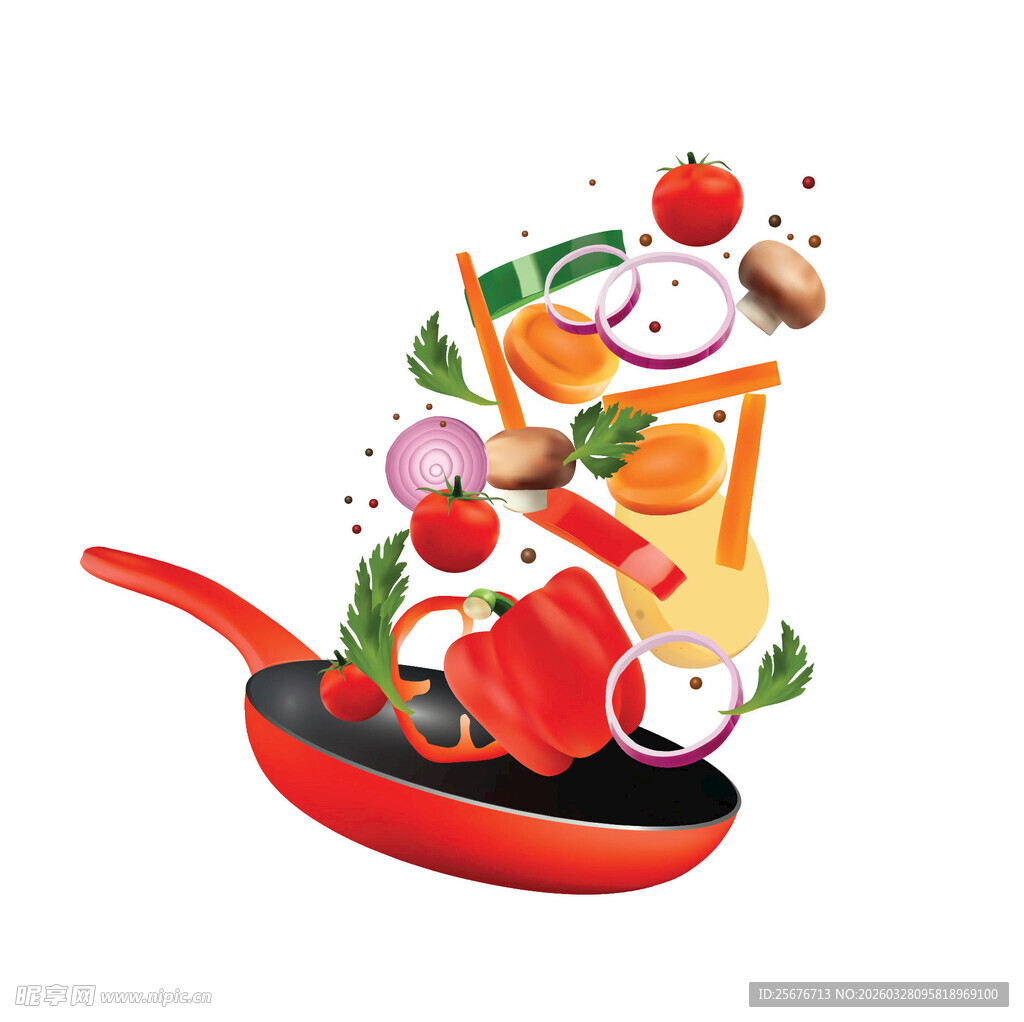 锅中飞舞的多彩新鲜食材