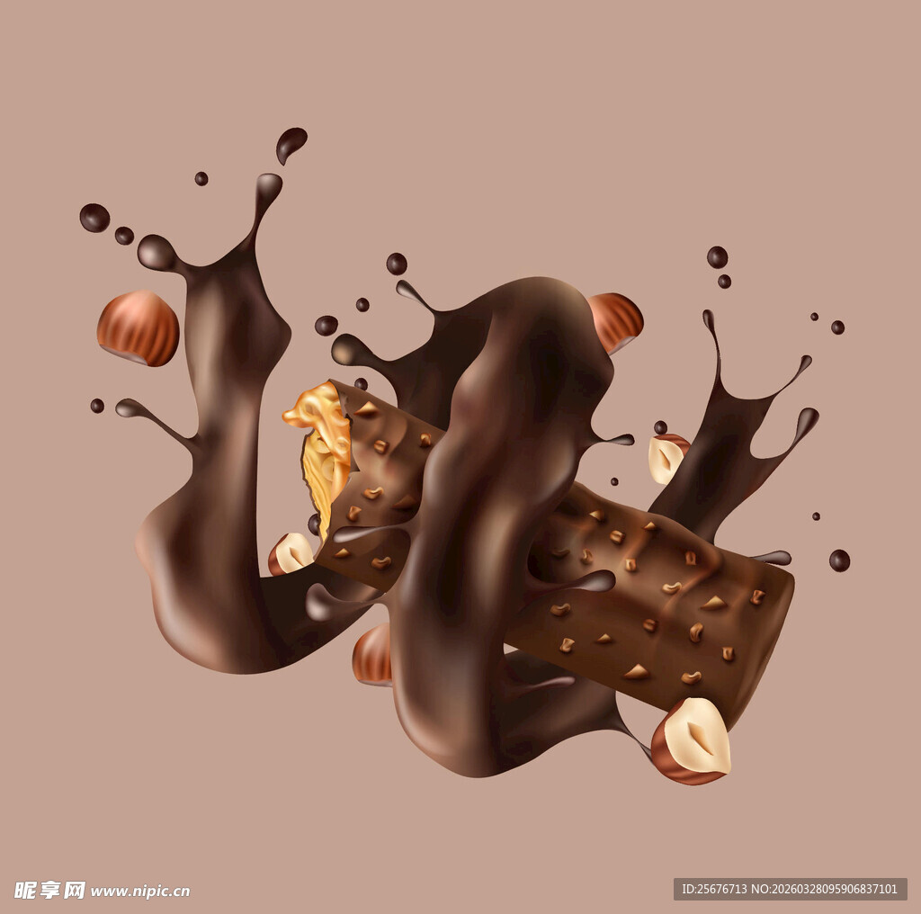 巧克力榛果的动感美味瞬间