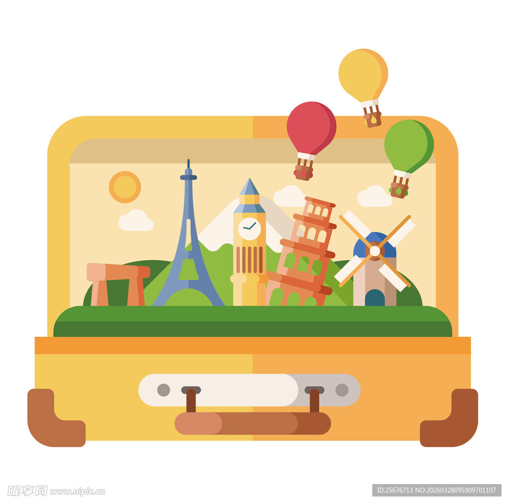 行李箱中的世界景观