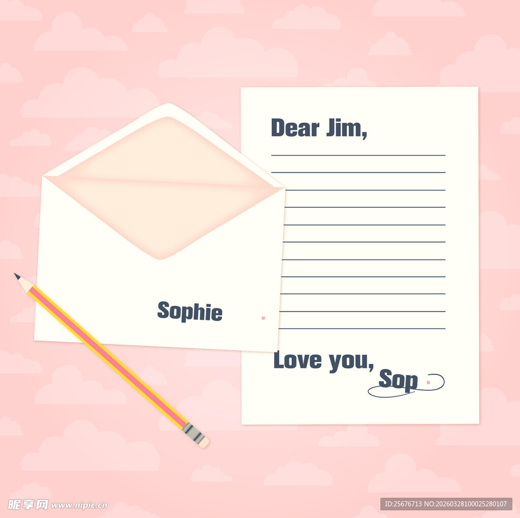 手写情书与信封