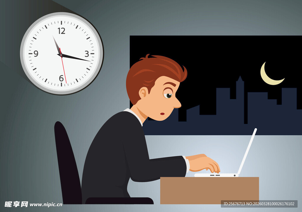 深夜加班的职场人