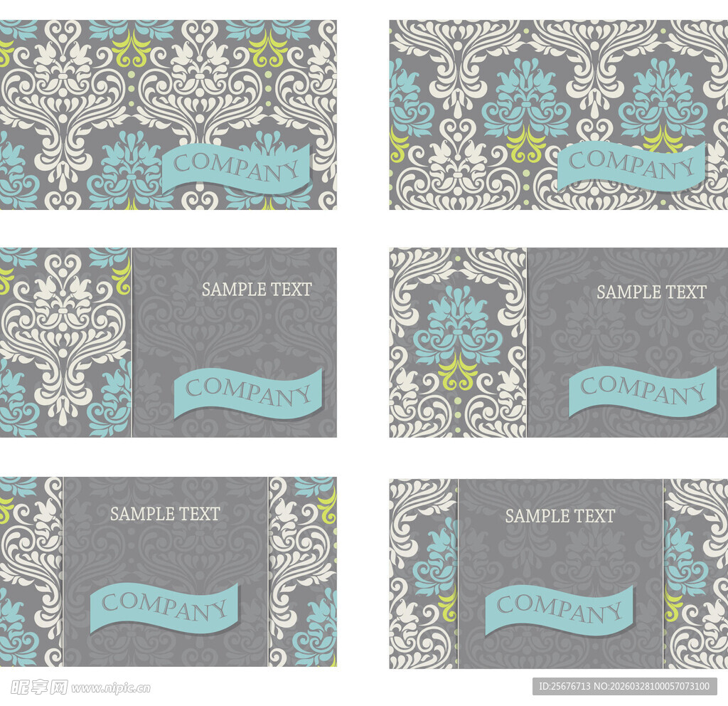 复古花卉名片设计模板