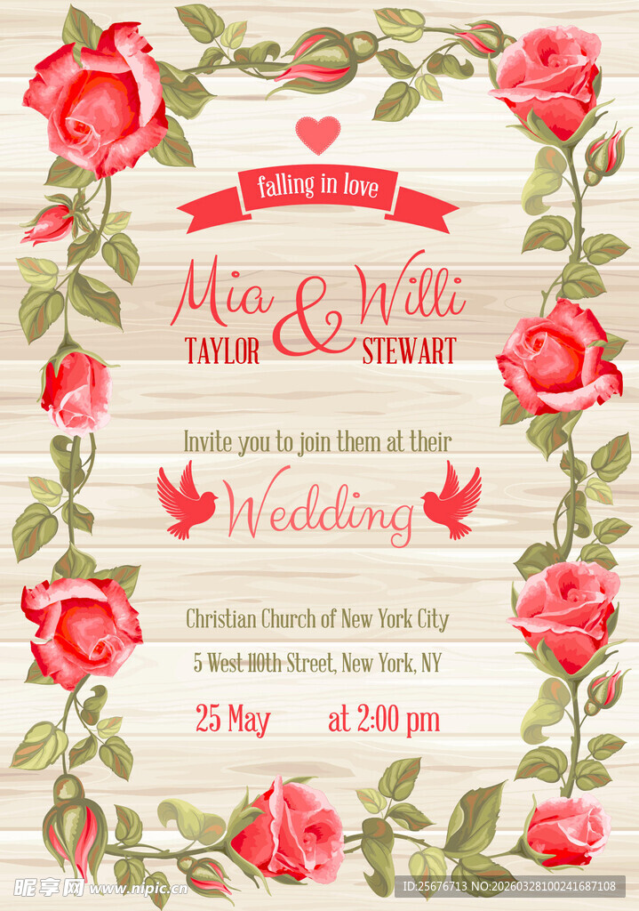 浪漫花卉婚礼邀请函