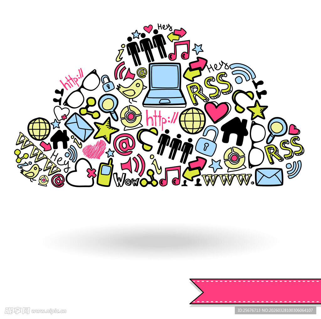 创意云形社交媒体图标集合