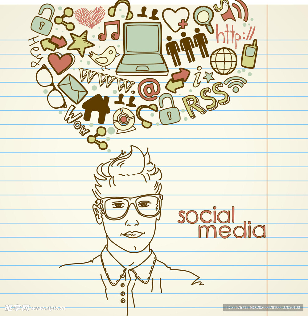 社交媒体创意概念人物图