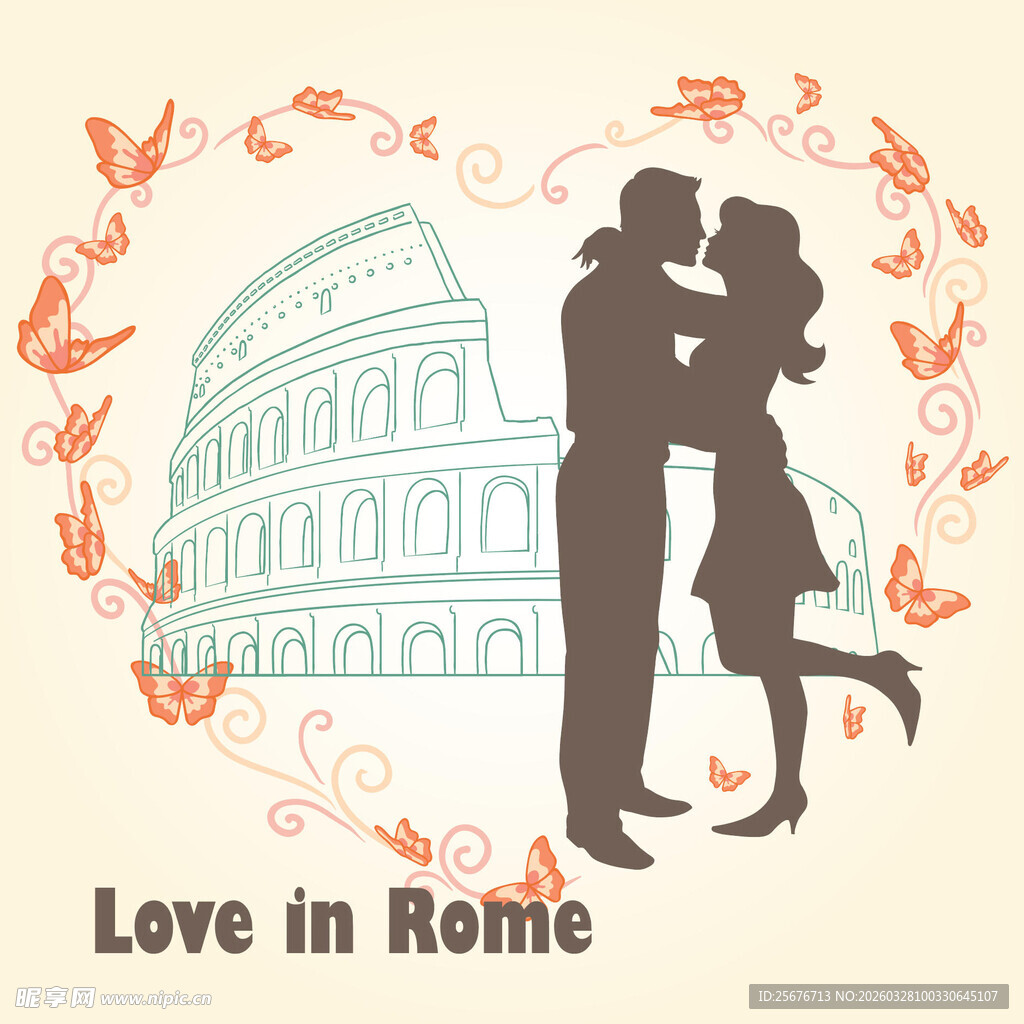 浪漫情侣与地标