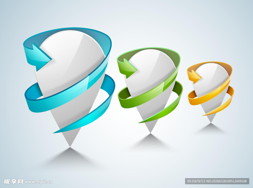 多彩螺旋箭头图标展示