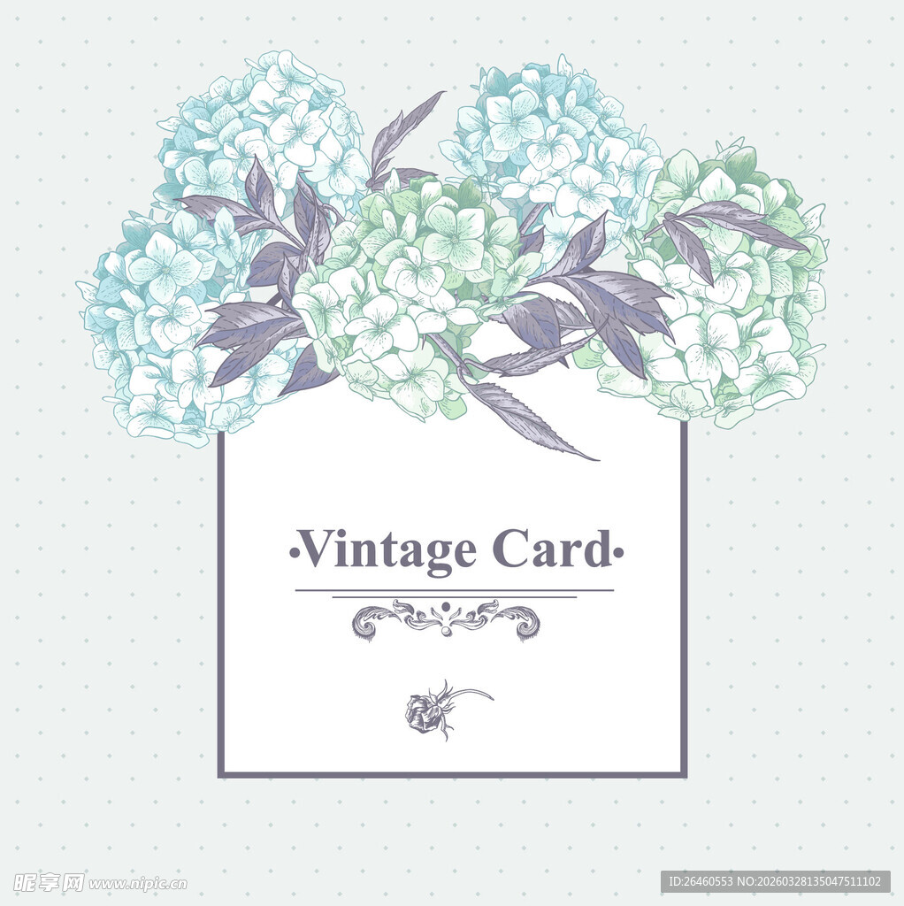 复古风绣球花复古卡片