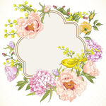 花卉环绕的空白装饰画框