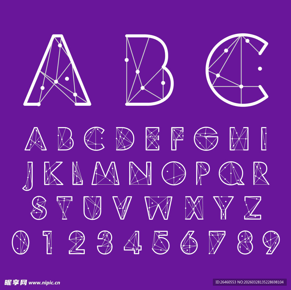 紫色背景几何风格英文字母