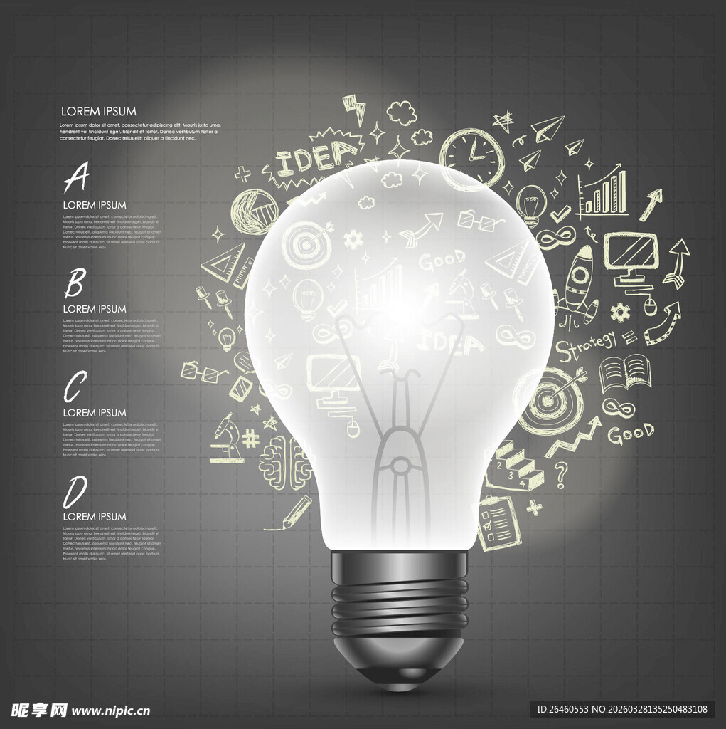 创意灯泡与周围灵感元素