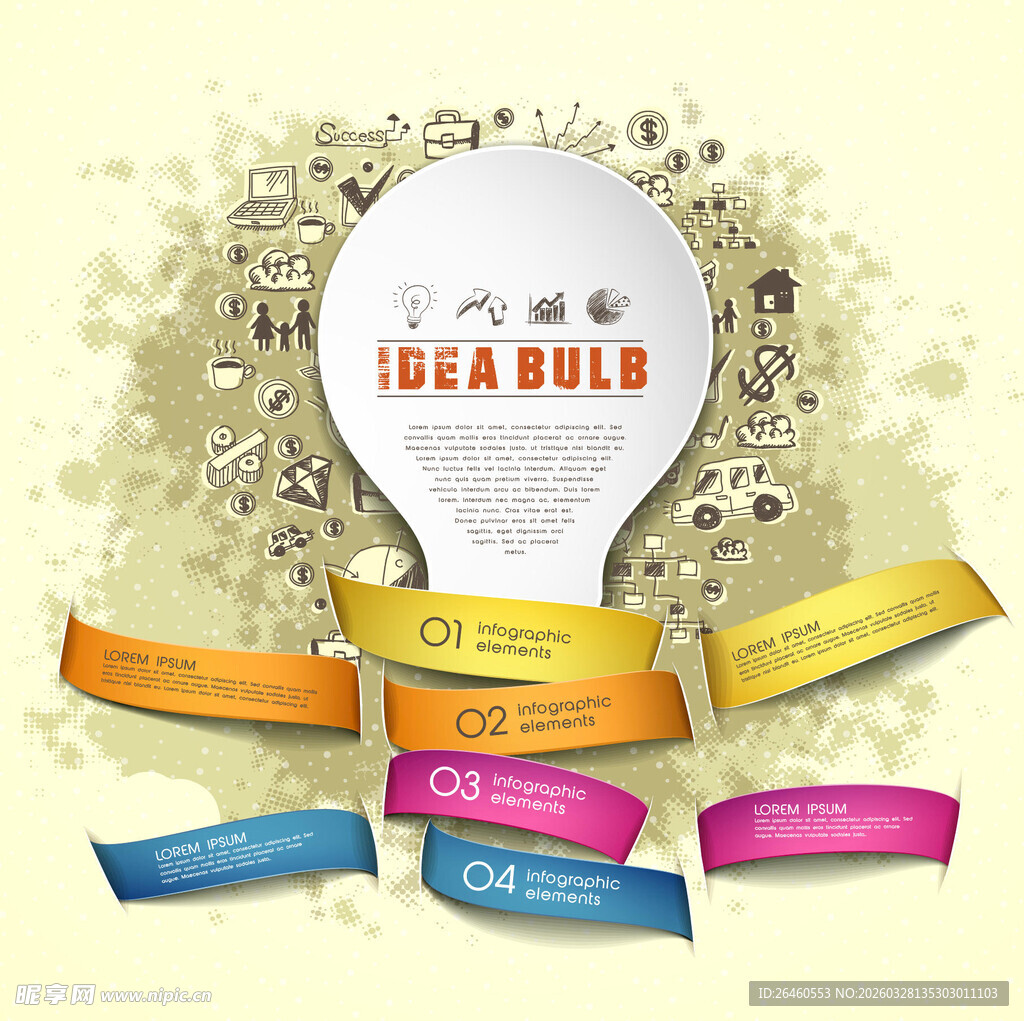 创意灯泡与多彩标签设计