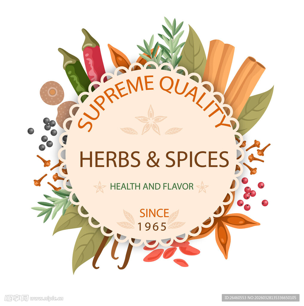 优质香草与香料装饰图案