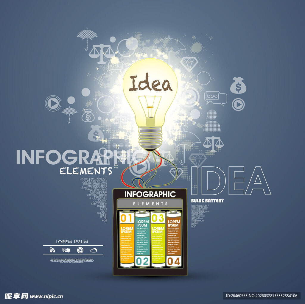 创意信息图表与灯泡元素