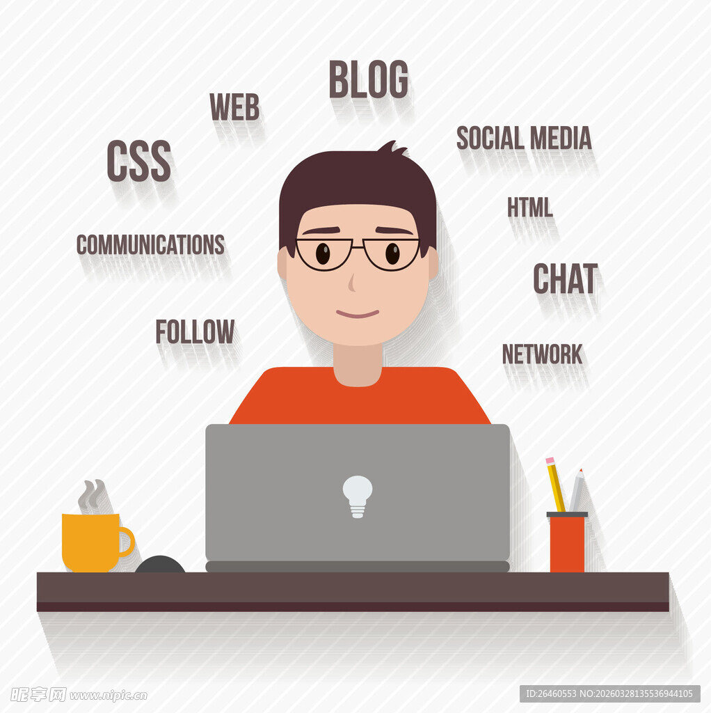 程序员专注于电脑前工作