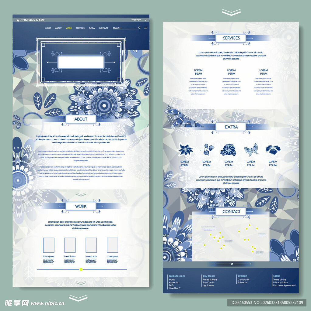 蓝白中式风格网页设计模板