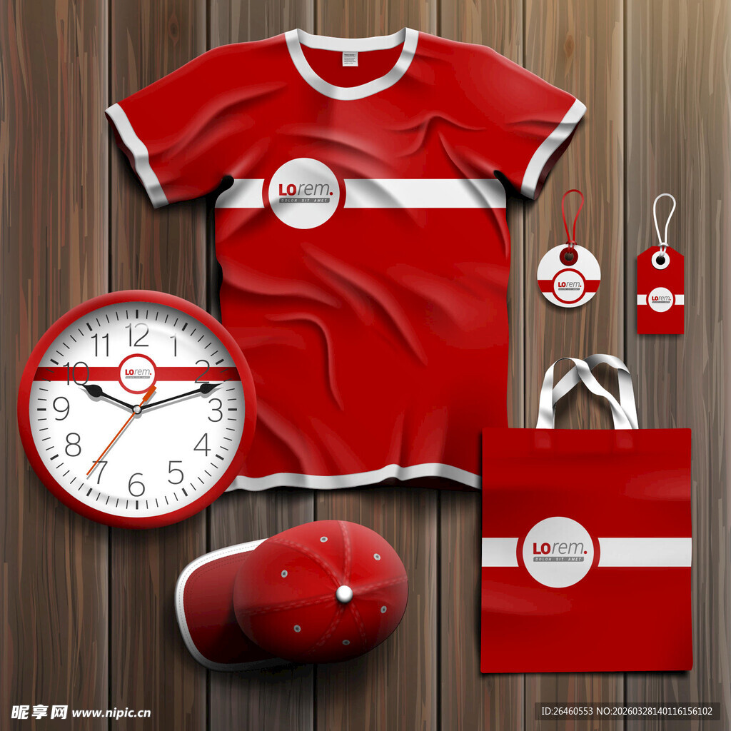 红色运动服饰及配件套装