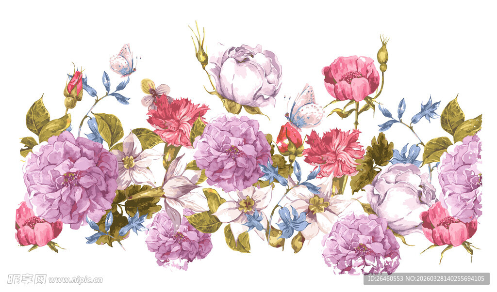 缤纷花卉装饰图案