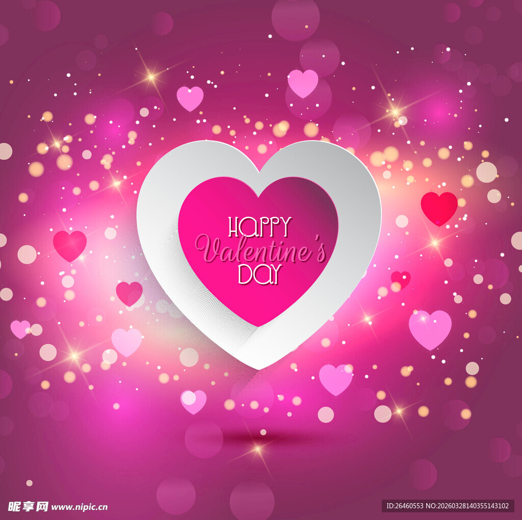 粉色爱心情人节浪漫背景