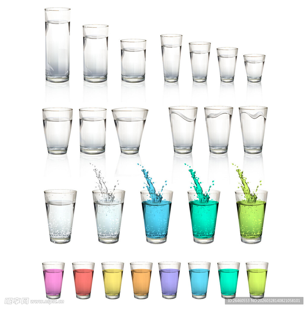 多样玻璃杯展示